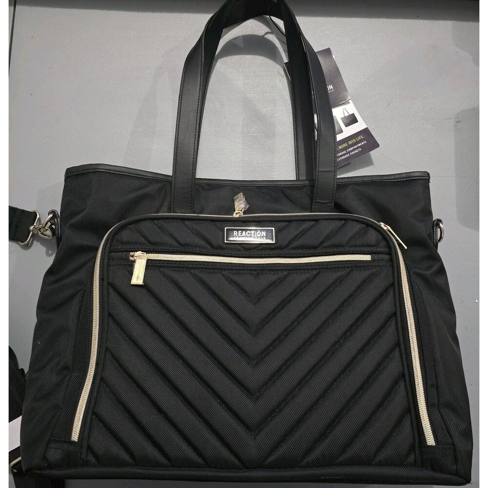 Kenneth Cole Reaction Chelsea Quilted Poly Tech Tote Laptop Bag - Black New